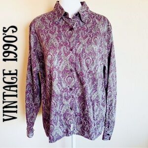 Vintage 1990’s Paisley Button Down Collard Shirt